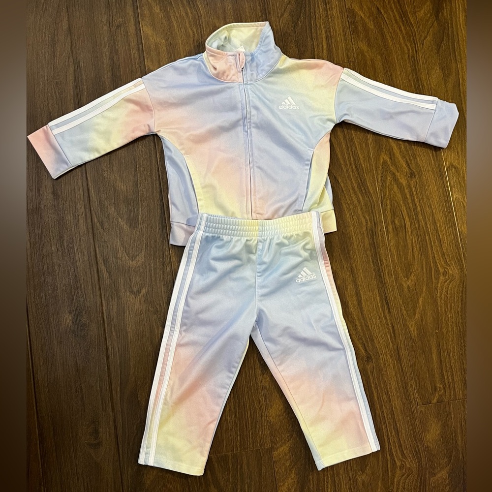 Adidas rainbow/iridescent tracksuit 12 months